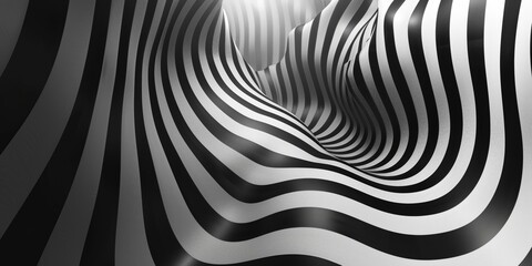 Abstract Black and White Striped Tunnel Design