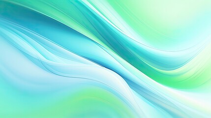 Obraz premium A soothing abstract background with fluid, flowing lines in pastel blues and greens.