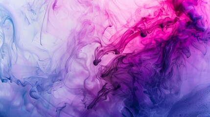 Abstract Colorful Ink in Water with Pink and Purple Swirls