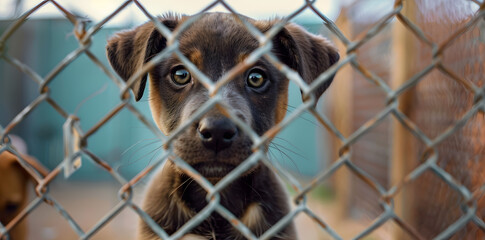 Abandoned pets at a local animal shelter. Volunteering, caring animals