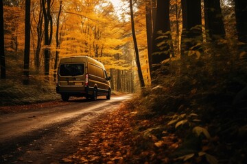 Obraz premium Traveling Through Fall Foliage Adventure