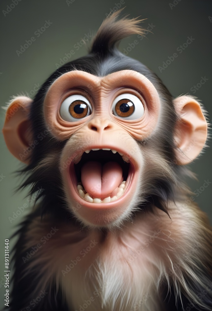Wall mural a monkey with open mouth...