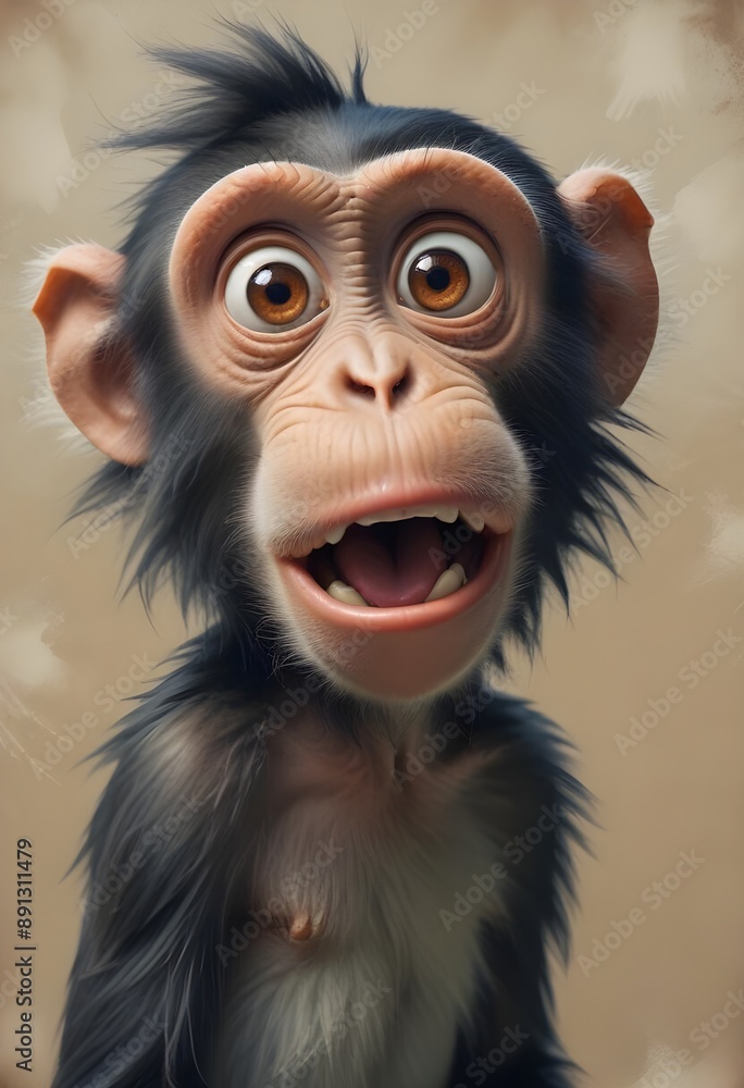 Wall mural a monkey with open mouth...