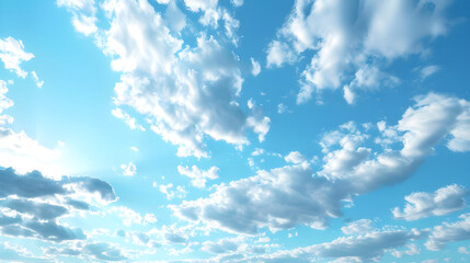 Fototapeta premium 3D Rendering Blue Sky Background with Tiny Clouds, Creating a Serene and Atmospheric Scene