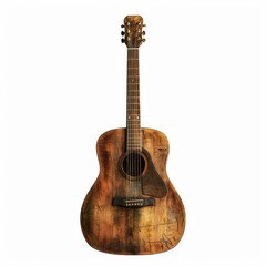 Obraz premium A high-quality image of a guitar on a white isolated background. The guitar is beautifully crafted, perfect for music enthusiasts. AI generation.