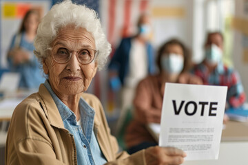 US old woman casting her vote