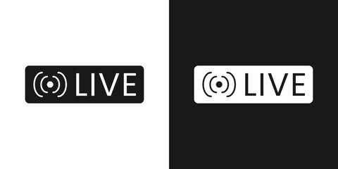 Live streaming icon set black and white vector
