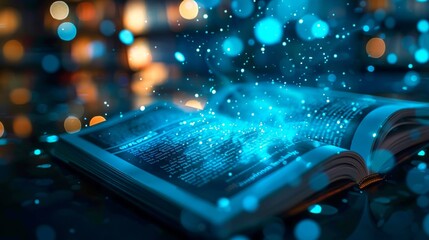 Modern e-book reader with a digital learning interface, set in a high-tech, futuristic setting Generative AI