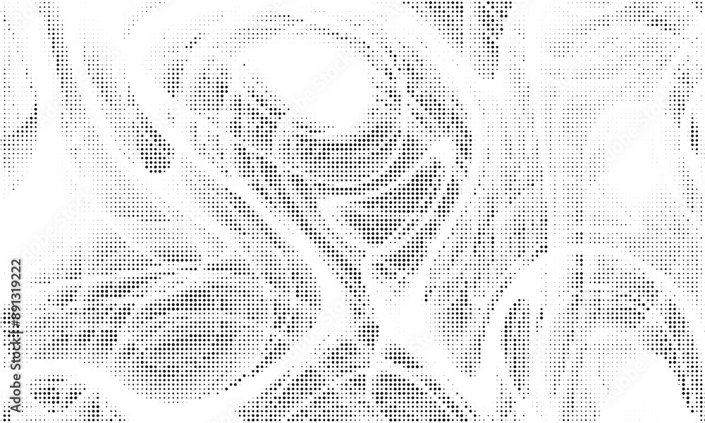 Aufkleber Monochrome gradient halftone dots background. Overlay png illustration. Abstract grunge dots on transparent background