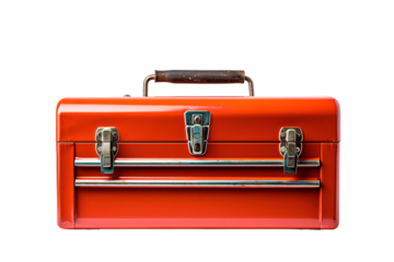 A Classic Red Toolbox Ready For Action on a Clear PNG or White Background.