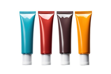 A Row of Colorful Tubes on a White Background on a Clear PNG or White Background.