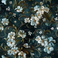 3D oil painting of enchanting flowers and elegant vines, creating a magical and mesmerizing effect