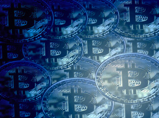 Coin, blockchain and digital cryptocurrency as money with mining, security and privacy for...