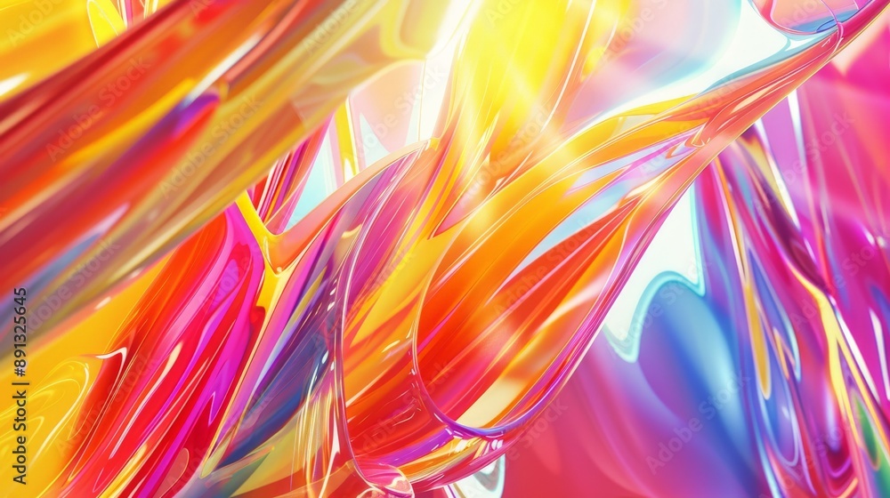 Aufkleber a vibrant abstract composition featuring dynamic swirls in bright yellow, red, and pink tones, creat