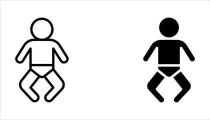 Baby Kid Child Happy and sleep line icon set on white background