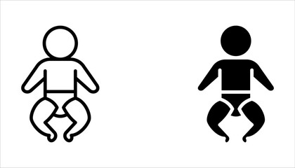 Baby Kid Child Happy and sleep line icon set on white background