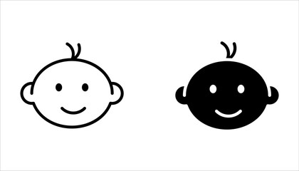 Baby Kid Child Happy and sleep line icon set on white background