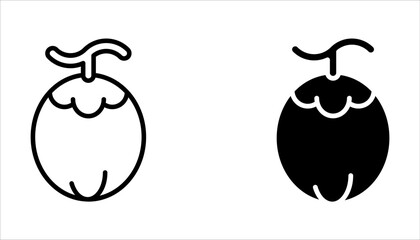 Coconut water cocktail drink vector icon set on white background