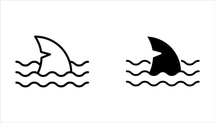 shark fin icon set, logo sign vector outline on white background