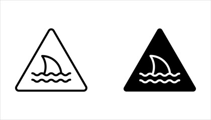 shark fin icon set, logo sign vector outline on white background