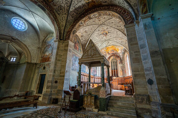 Indoor view in the marvelous Farfa Abbey, in the Province of Rieti, Lazio, Italy. June-13-2024