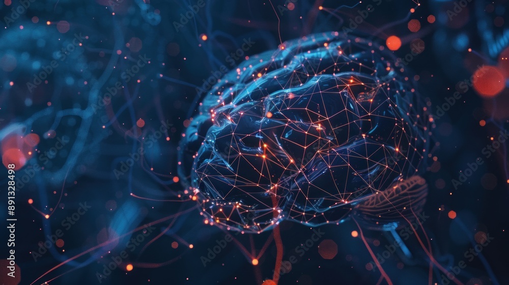 Poster abstract neural network brain visualization