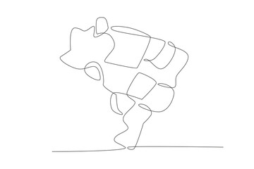 Map of Brazil. World map concept one-line drawing