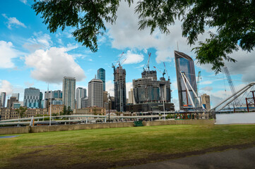 Obraz premium View of buildings against cloudy sky, Brisbane, Australia