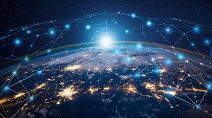 Global Network of Delivery Routes Spanning Across a Globe for International Shipping Concept