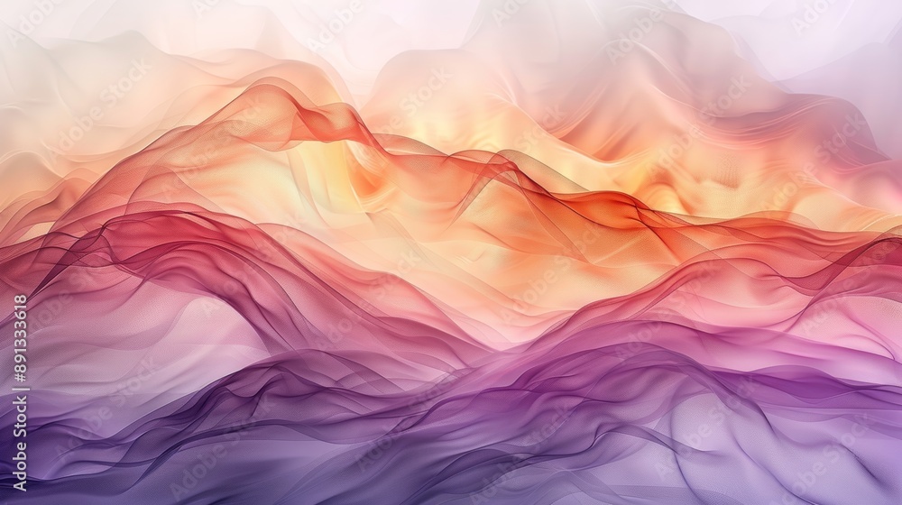 Poster abstract digital art with vibrant colors creating a flowing wave-like pattern resembling a surreal l
