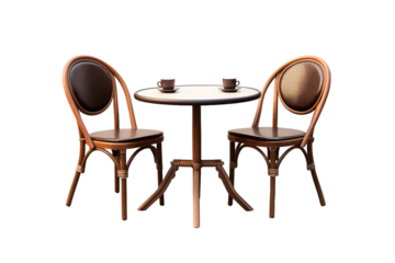 A Simple Bistro Set Awaits Two for Coffee and Conversation on a Clear PNG or White Background.
