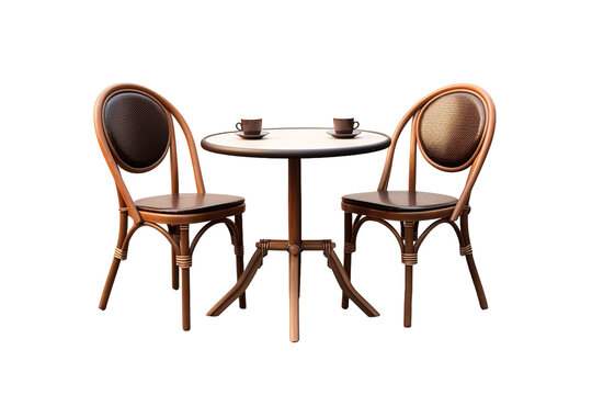 A Simple Bistro Set Awaits Two for Coffee and Conversation on a Clear PNG or White Background. - Powered by Adobe
