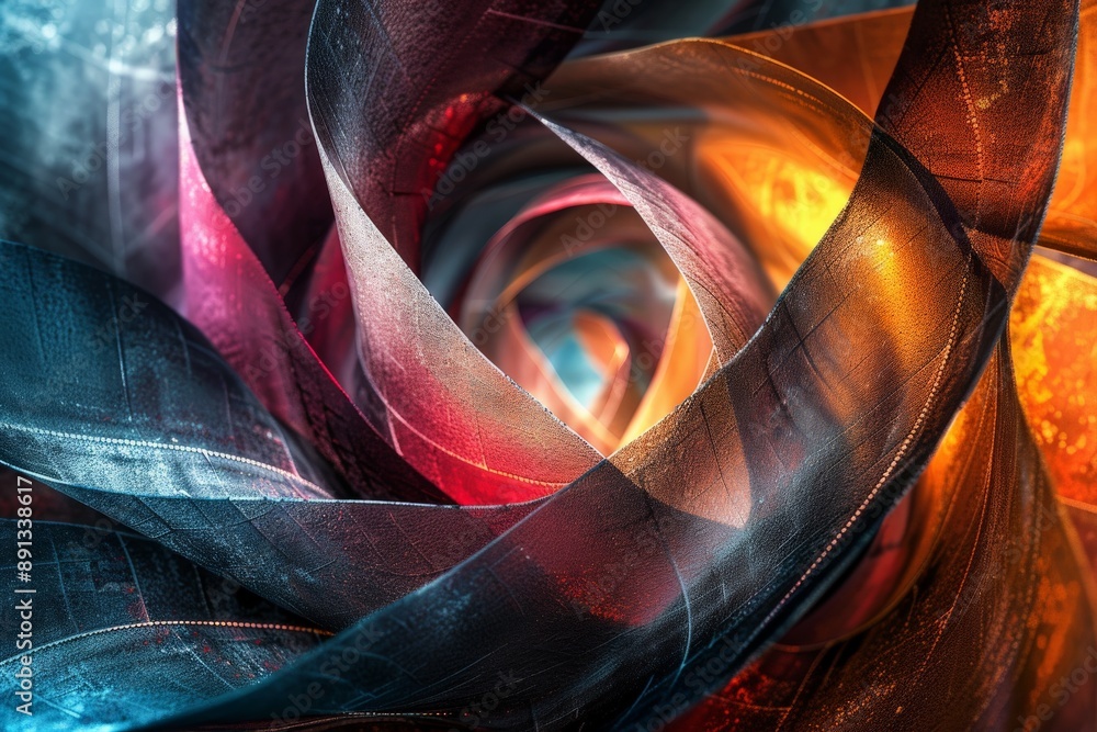 Leinwandbilder This image showcases a colorful spiral with contrasting shades of light and dark, creating a dynamic visual effect that captures the viewer's attention with its abstract and futuristic style.