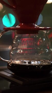 Close up of v60 manual brew coffee