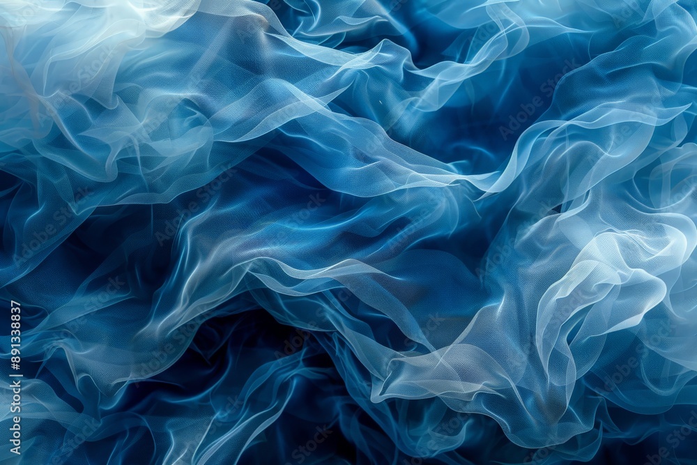 Poster An abstract representation featuring blue swirls that create an ethereal smoke effect, this image conveys fluid motion and a sense of mystique with its soft, flowing lines.