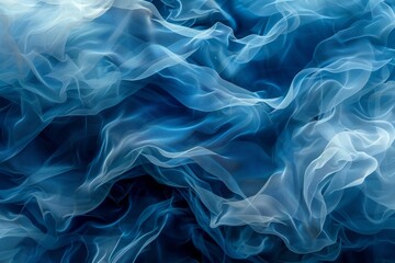 Fototapeta premium An abstract representation featuring blue swirls that create an ethereal smoke effect, this image conveys fluid motion and a sense of mystique with its soft, flowing lines.