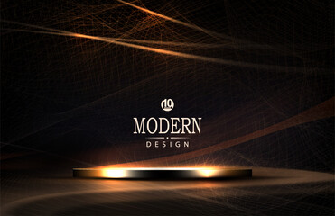 Illustration with a golden podium and a dull fabric texture.