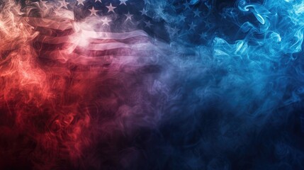 American flag design blended with red, white, and blue smoke effects, creating a patriotic and artistic background