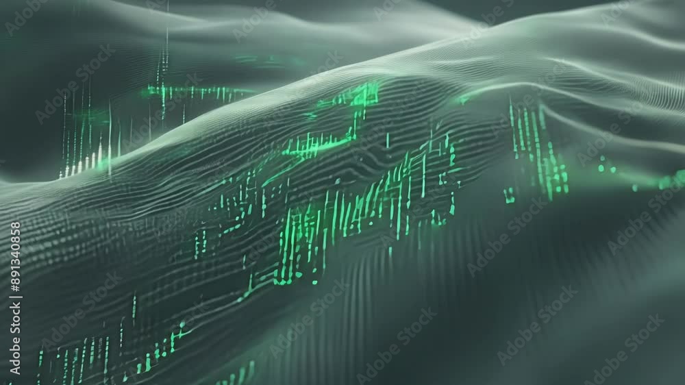 Poster a closeup of a persons skin with faint green matrix code lines running underneath representing the i