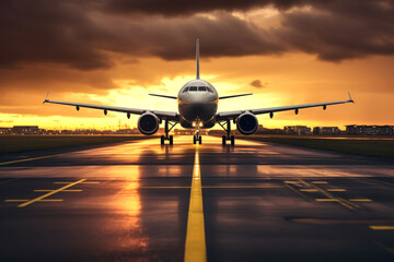 airplane beautiful in runway at airport