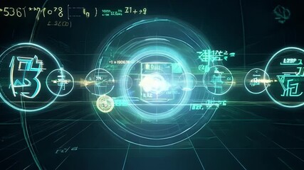 A stunning display of holographic projections showcasing the process of solving complex mathematical equations to uncover virtual currency. - Powered by Adobe