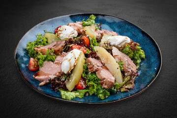 Veal and Pear Salad with Cherry Tomatoes in Balsamic Dressing