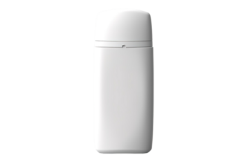 A White Cylindrical Bottle Against a Pure White Background on a Clear PNG or White Background.
