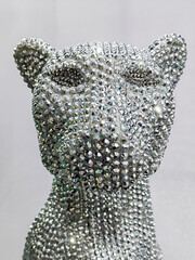 Silver cougar diamond head for home decoration.