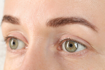 Fototapeta premium Woman with beautiful green eyes, closeup view