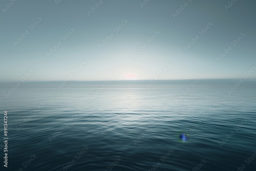 Aufkleber a tranquil scene of the ocean blended seamlessly into a soft, hazy horizon, capturing the calmness o