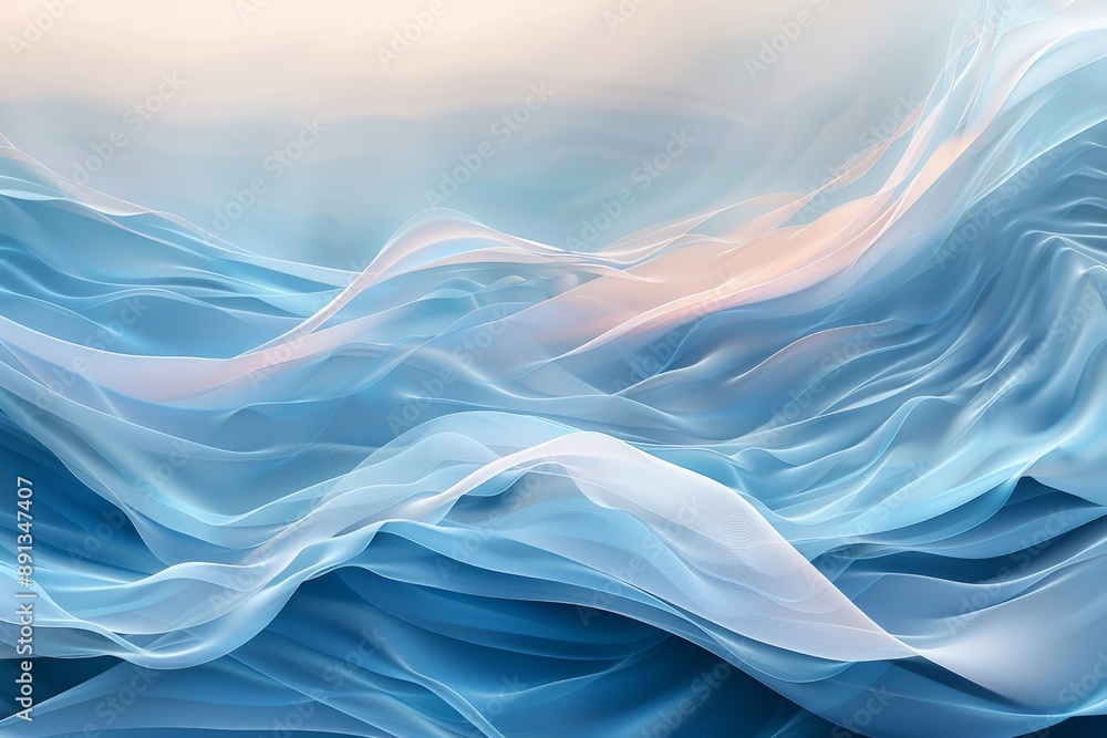 Aufkleber this image features ethereal oceanic waves with a dreamy pastel palette, creating a soft and soothin