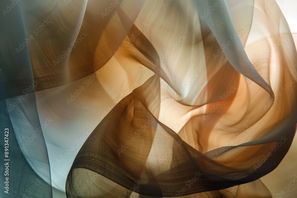 Poster This image displays soft abstract fabric waves blending warm and cool hues, creating a gentle and harmonious composition that evokes a sense of calm and fluidity.