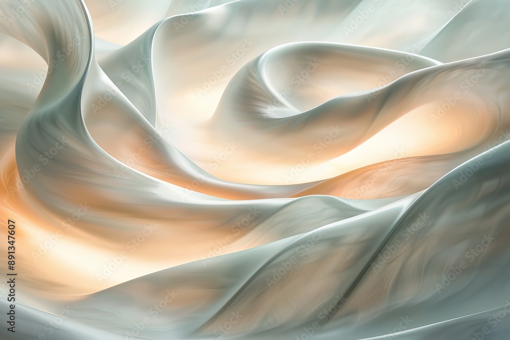 Aufkleber gentle abstract curves merge seamlessly with soft light and pastel hues in a soothing composition, e