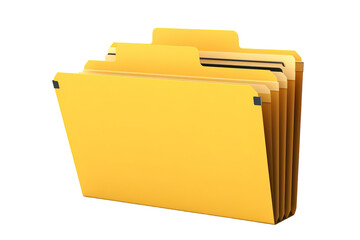 A Stack of Yellow File Folders Ready for Organization on a Clear PNG or White Background.